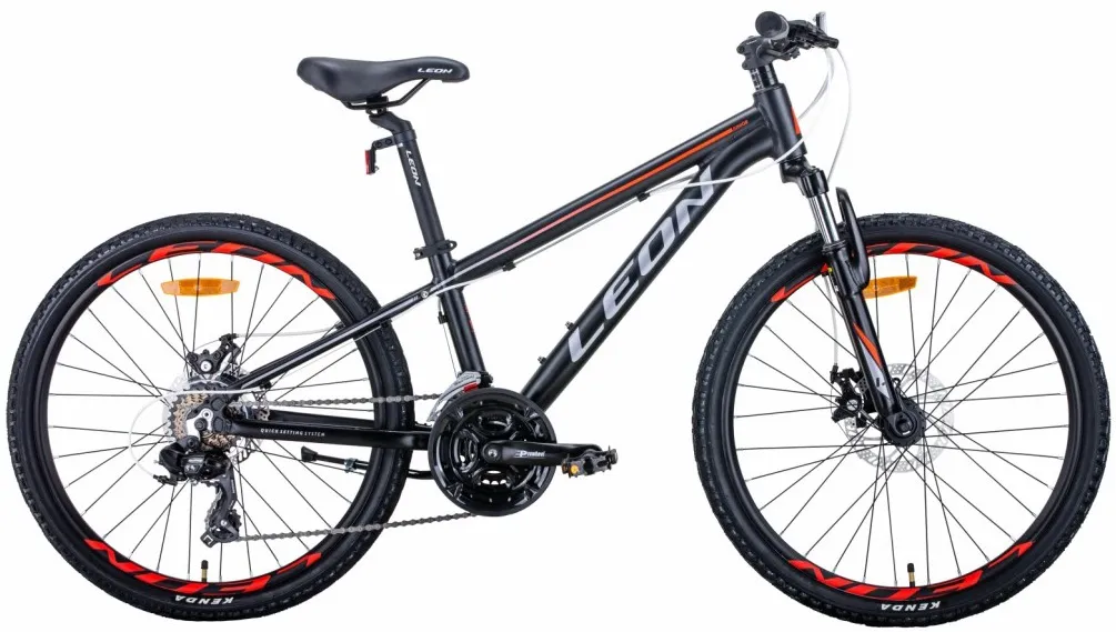 Велосипед 24" Leon Junior AM DD (2021) черно-оранжевый с серым (м)