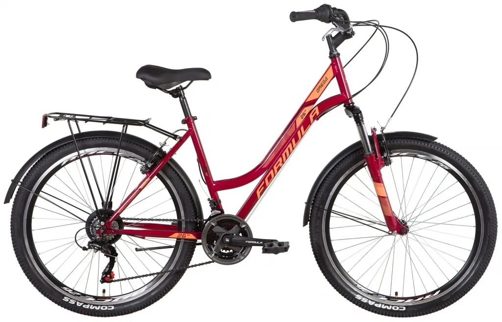 Велосипед 26" Formula OMEGA AM Vbr (2022) красный с багажником и крыльями