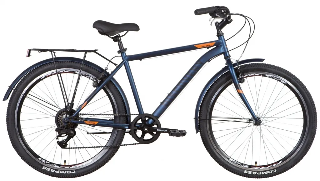 Велосипед 26" Discovery PRESTIGE MAN Vbr (2022) темно-синій (м) з багажником та коилами