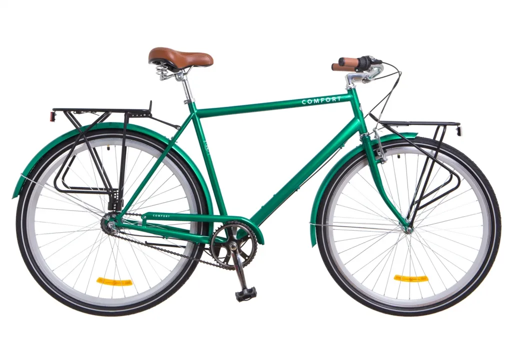 Велосипед 28" Dorozhnik Comfort Male PH с передним багажником, зеленый 2018
