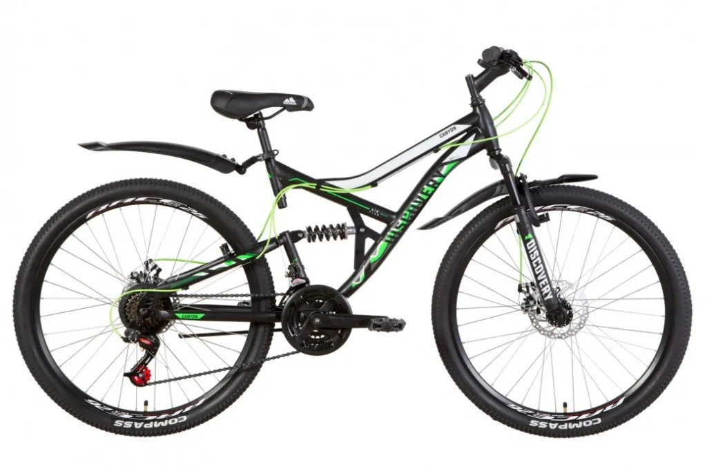 Велосипед 26" Discovery CANYON AM2 DD (2021) чорно-зелений (матовий)