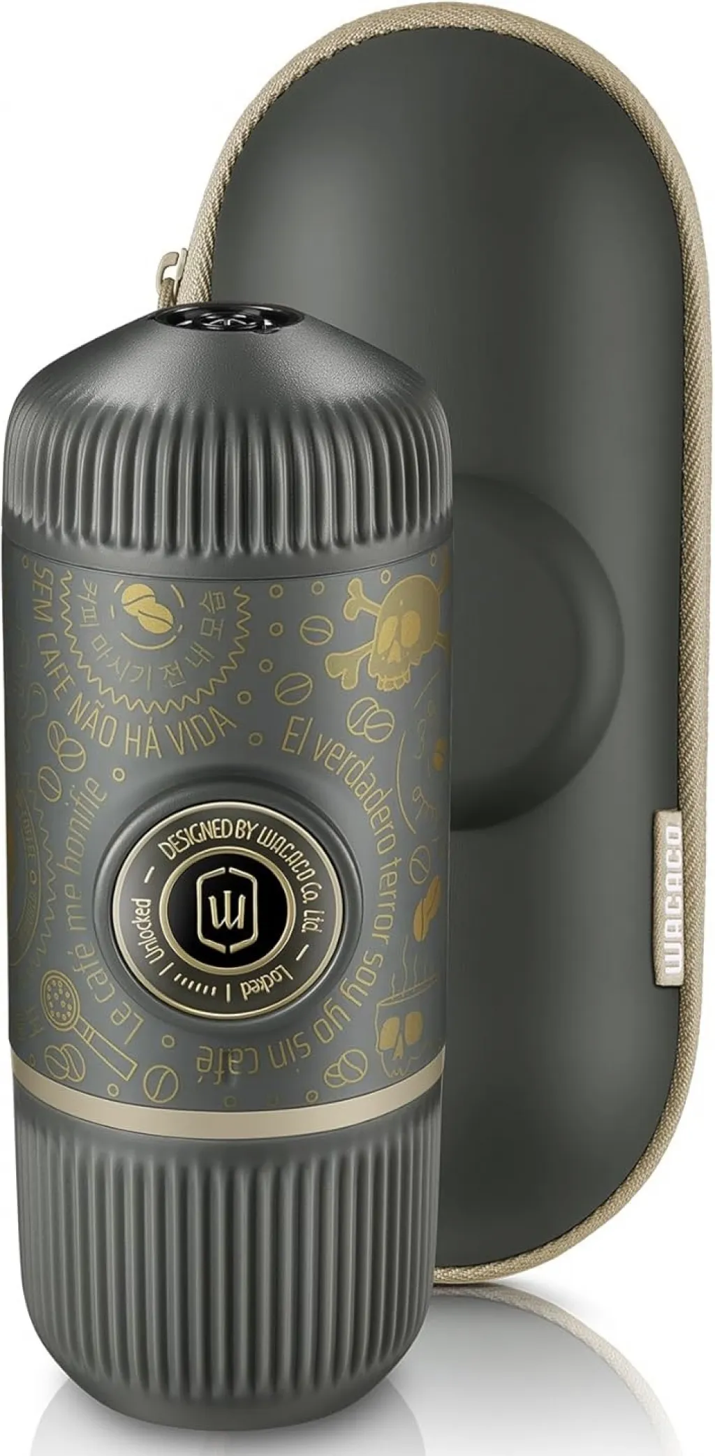 Портативна еспресо-кавоварка Wacaco Nanopresso з чохлом, dark soul grey