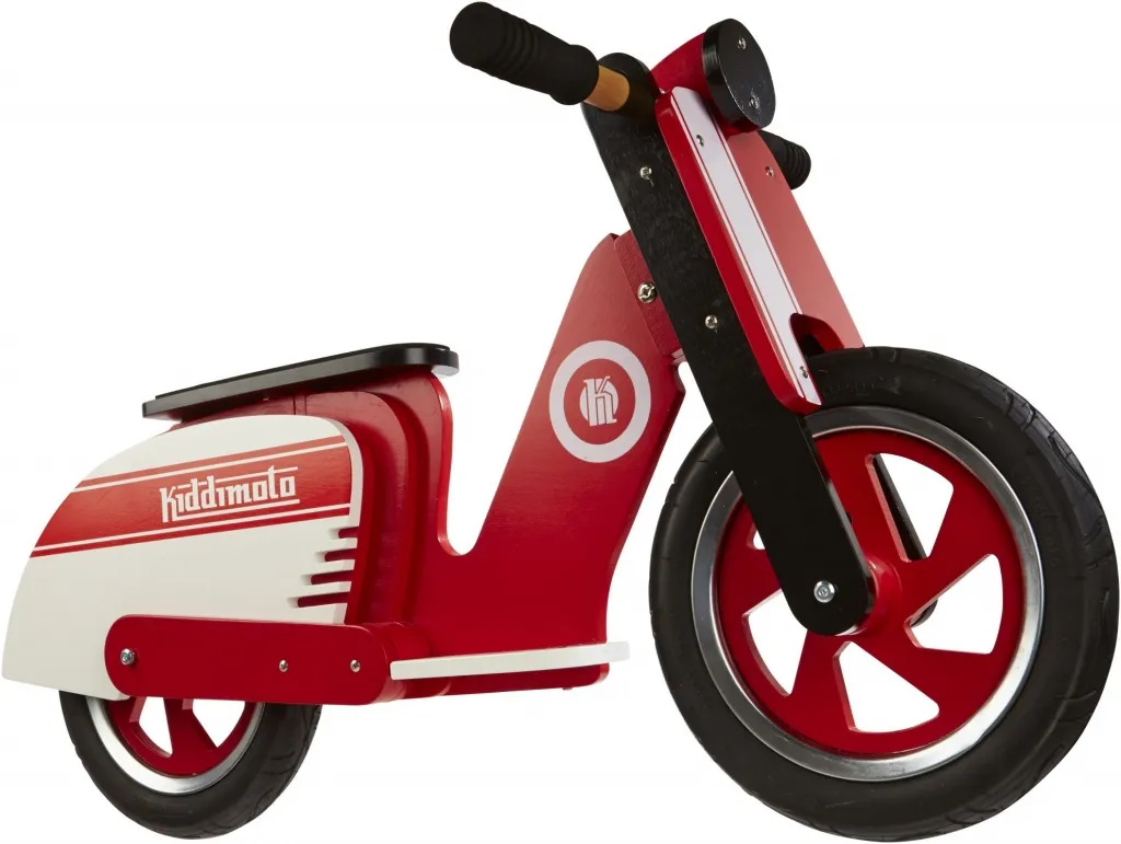 Беговел 12" Kiddi Moto Scooter деревянный, красно-белый