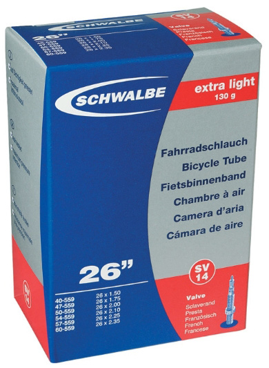 Камера Schwalbe 26" (40/60x559) a/v 60мм SV14 EXTRA LIGHT