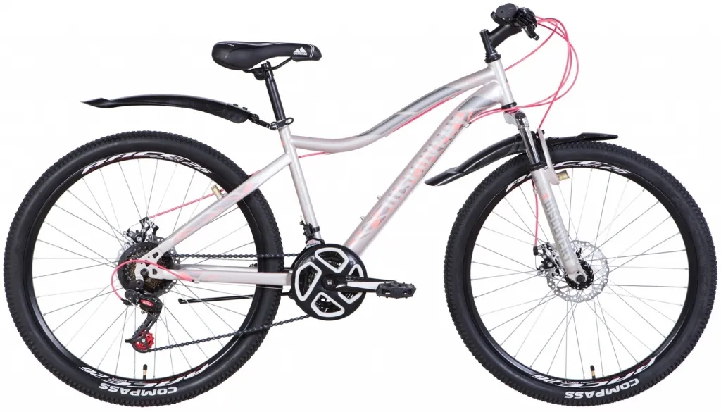 Велосипед 26" Discovery KELLY AM DD (2021) серебристый с розовым (м)