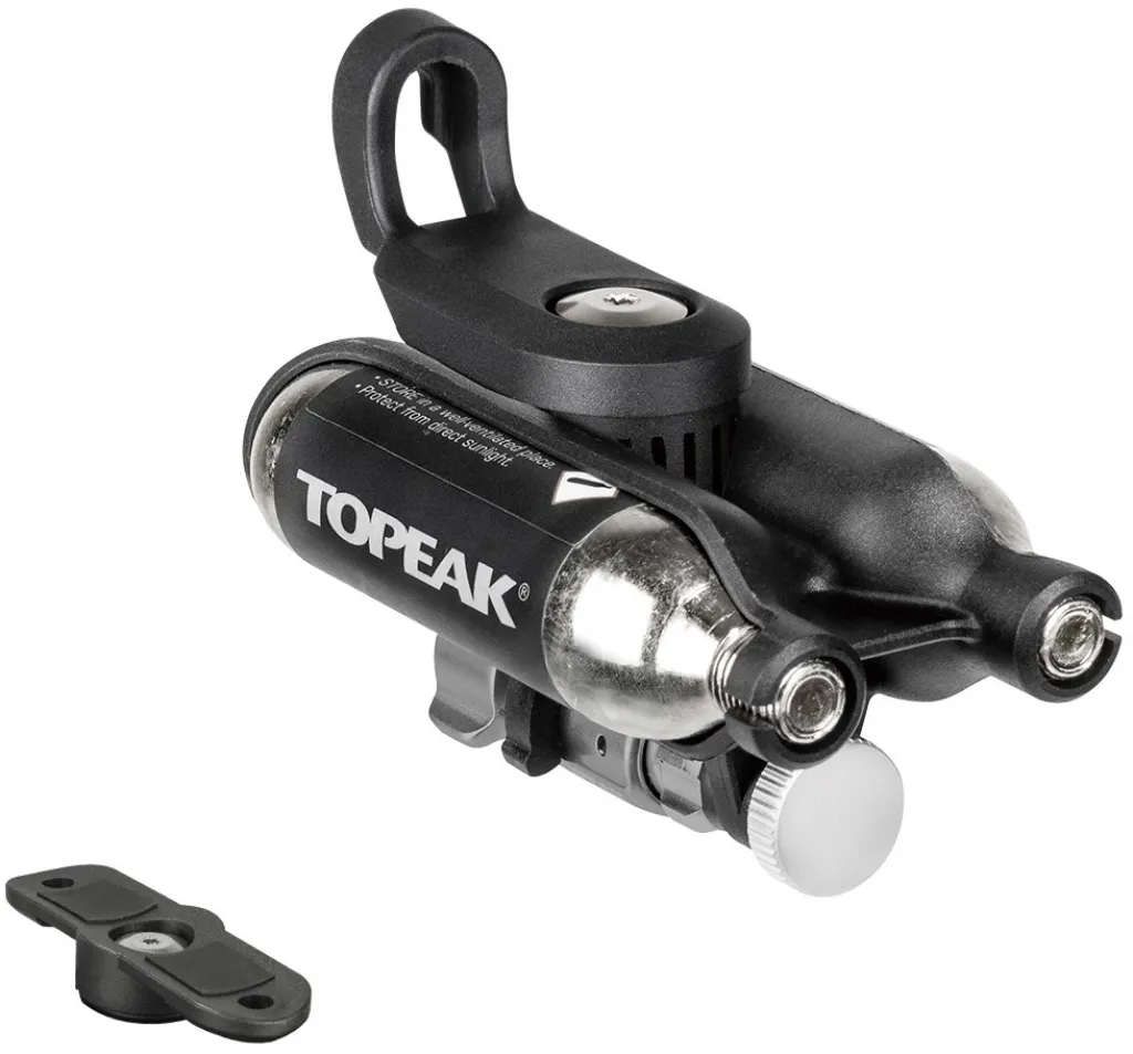 Насос Topeak Ninja Master+ CO2 FuelPack, Micro AirBooster CO2 inflator with 2 threaded 16g CO2 cartridge, w/Ninja bottle cage mount and frame mount