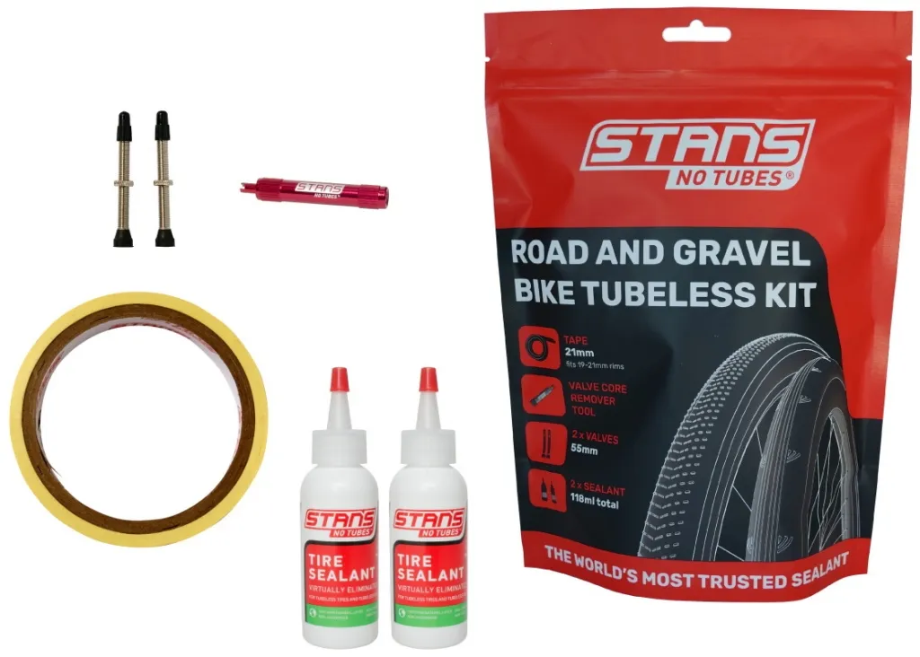 Набір (комплект) для безкамерки Stan's NoTubes Road Tubeless Kit 21 мм (стрічка 21 мм, ніпеля 55 мм, герметик 118 мл, викрутка)