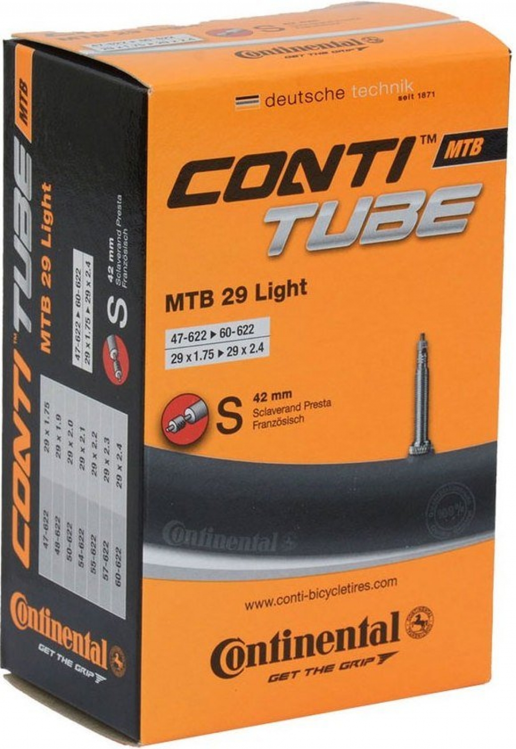 Камера Continental MTB 28/29"x1.75-2.5 Light, 47-662 - 62-662, PR42mm Камера Continental MTB 28/29"x1.75-2.5 Light, 47-662 - 62-662, PR42mm