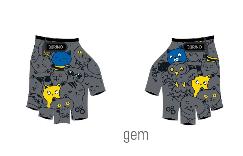 Рукавички дитячі ONRIDE Gem Котики blue/yellow Рукавички дитячі ONRIDE Gem Котики blue/yellow