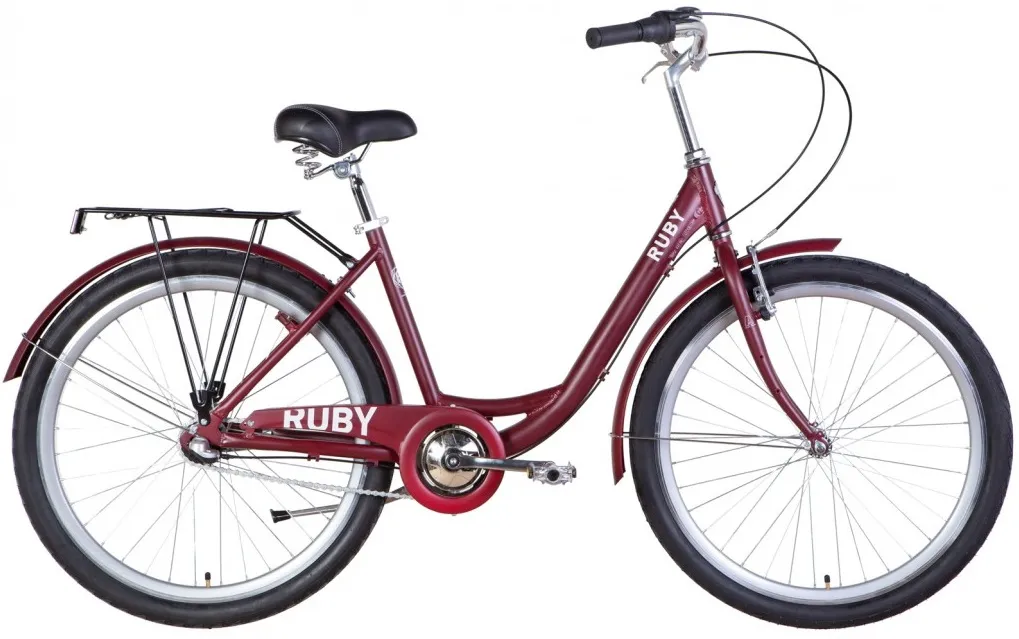 Велосипед 26" Dorozhnik RUBY планет. (2022) темно-червоний (м) з багажником та крилами