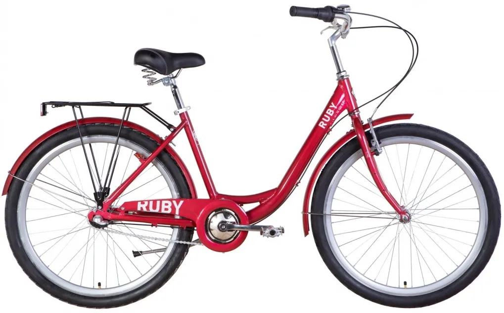 Велосипед 26" Dorozhnik RUBY планет. (2022) красный с багажником и крыльями