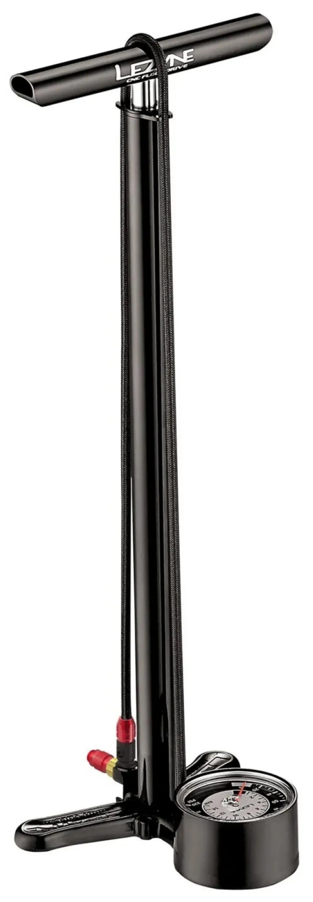 Насос напольный Lezyne CNC FLOOR DRIVE, 220psi (15 bar), ABS-1 Pro Chuck, 3,5" манометр, черный