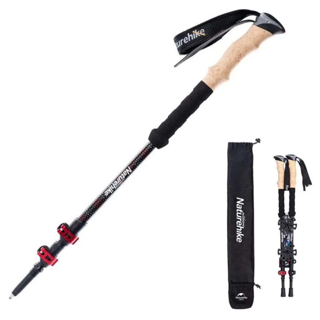 Треккинговая палка 3-секционная Naturehike NH20DS003, 135 см, black/red