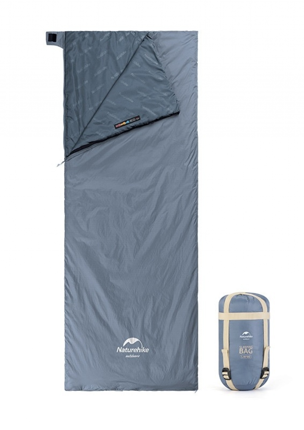 Спальный мешок Naturehike Ultralight LW180 NH21MSD09 (15°C) 190 см M (левый), grey-blue
