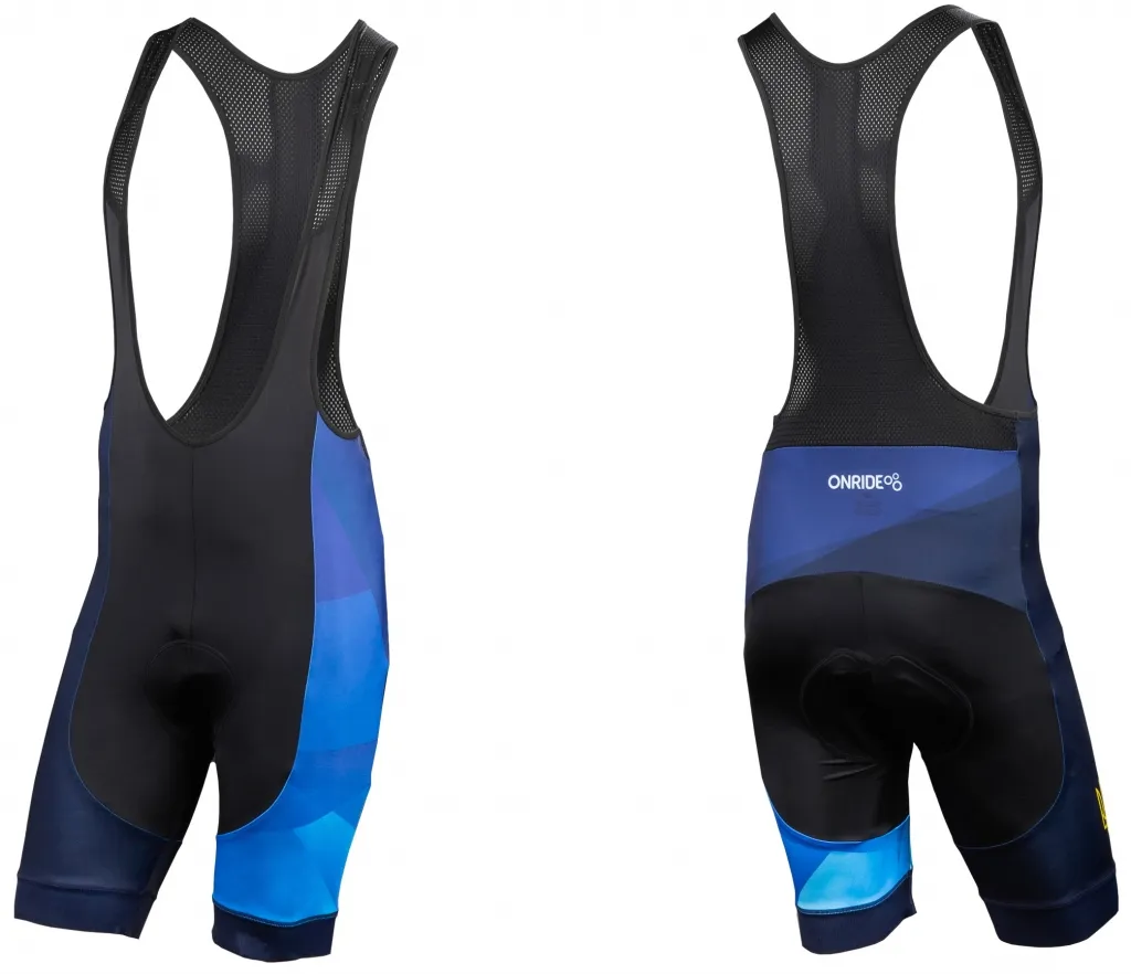 Велотруси з лямками ONRIDE Pro Crystal black/blue Велотруси з лямками ONRIDE Pro Crystal black/blue