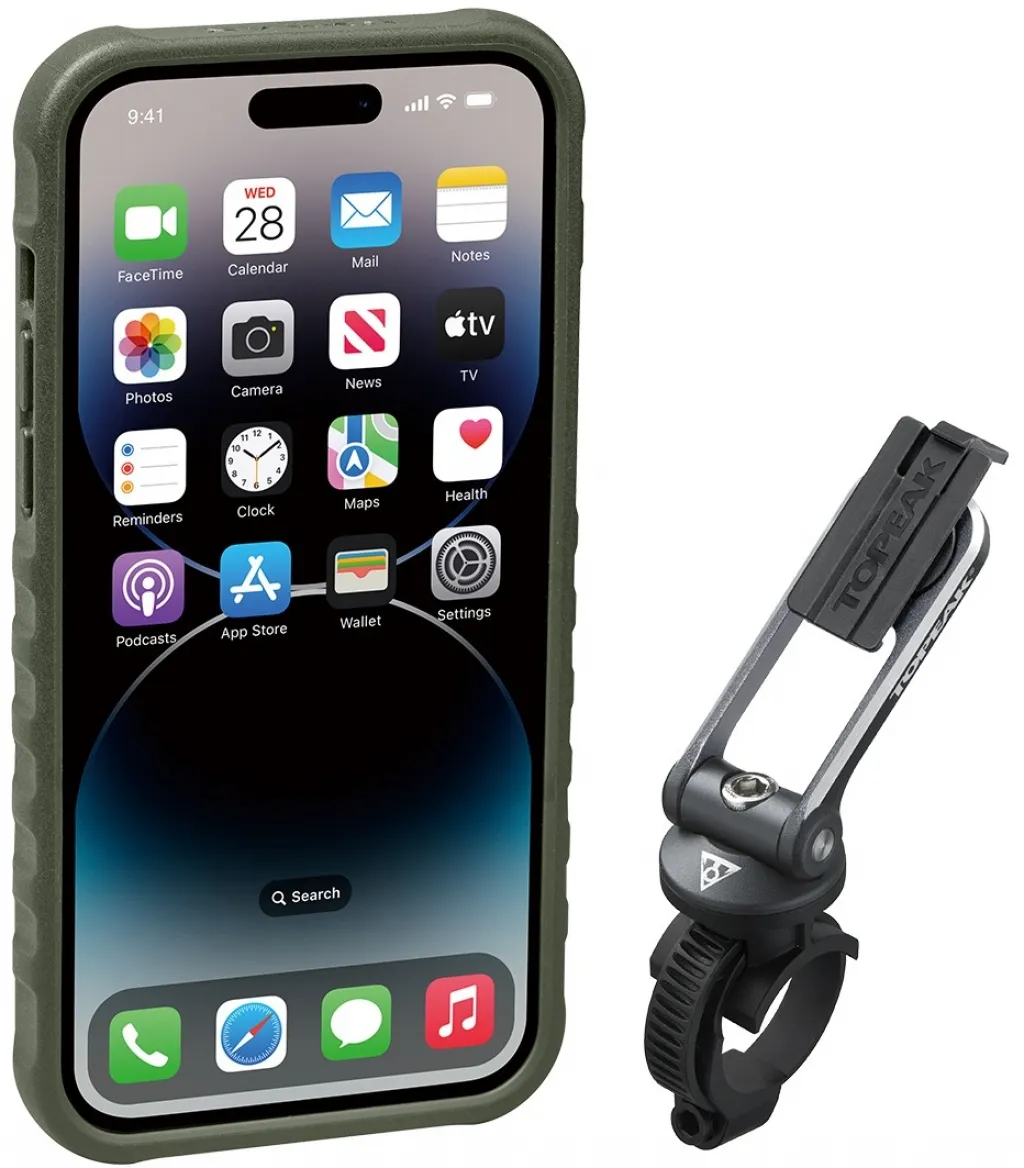 Чехол-держатель для телефона Topeak RideCase with RideCase Mount, works with iPhone 14 Pro Max, black/green