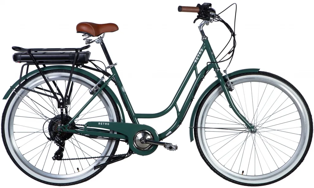 Велосипед 28" Dorozhnik eRETRO Vbr FR 36B 12.5А*г 500Вт (2025) зелено-сірий