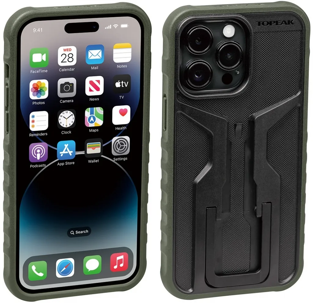 Чехол Topeak RideCase only, works with iPhone 14 Pro Max, black/green