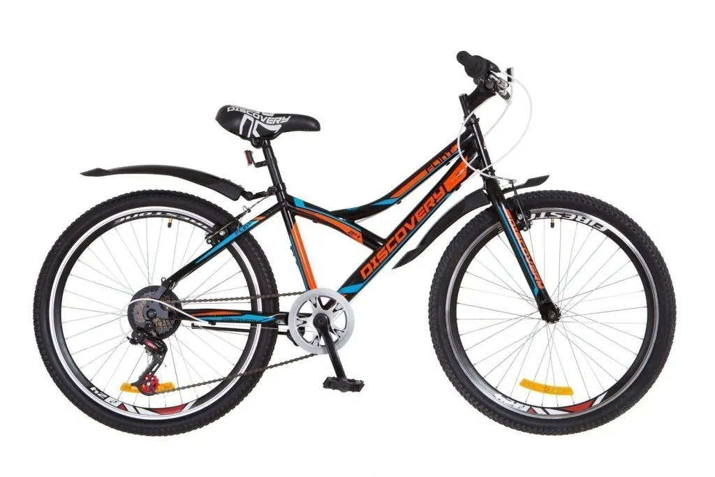 Велосипед 24" Discovery Flint, черно-оранжево-синий 2018