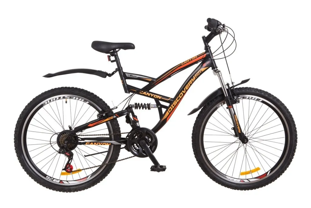 Велосипед 26" Discovery Canyon, черно-оранжевый матовый 2018