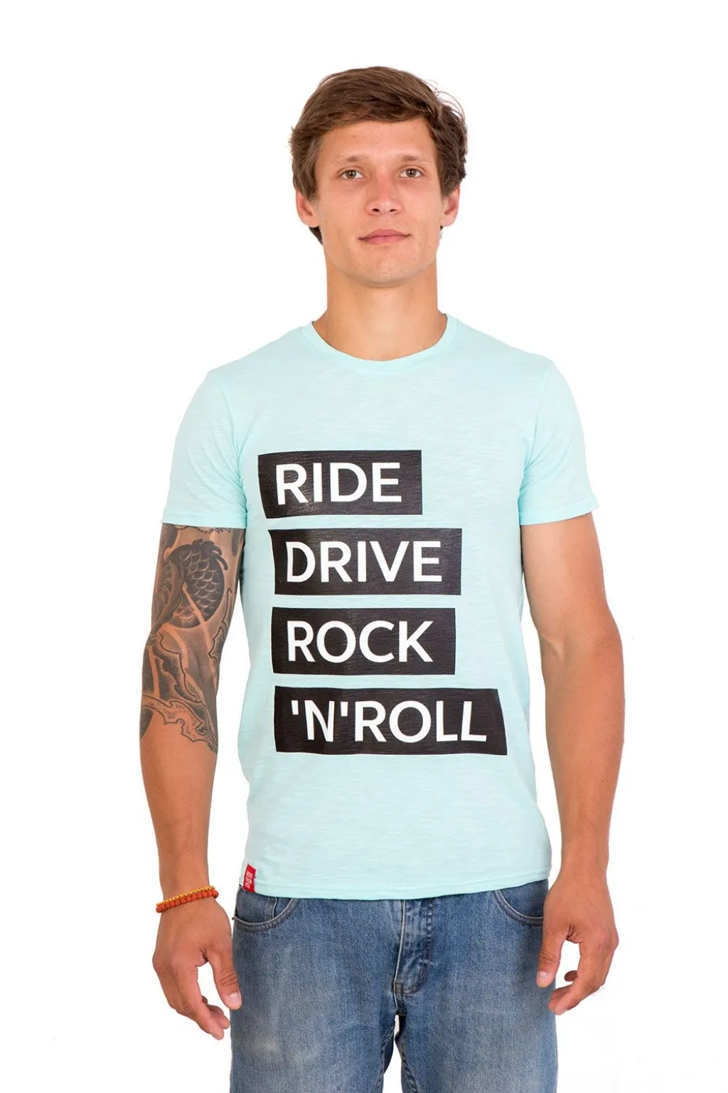 Футболка чоловіча Ride drive rock & roll, блакитна
