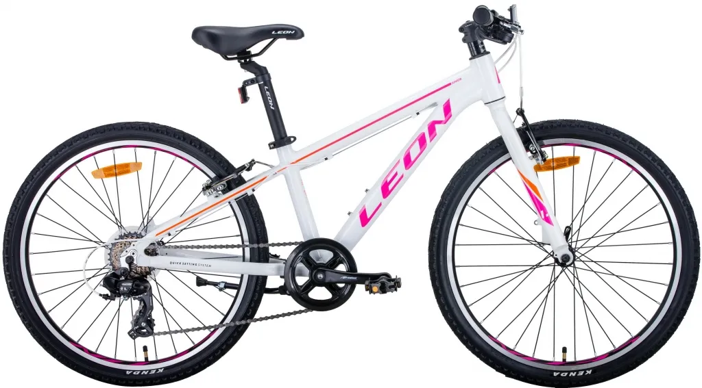 Велосипед 24" Leon JUNIOR Vbr (2020) бело-малиновый с оранжевим