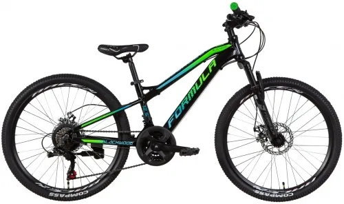 Велосипед 24 Formula BLACKWOOD 1.0 AM DD (2021) черно-зеленый с синим