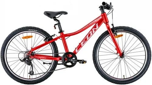 Велосипед 24 Leon JUNIOR Vbr (2022) червоний з сірим