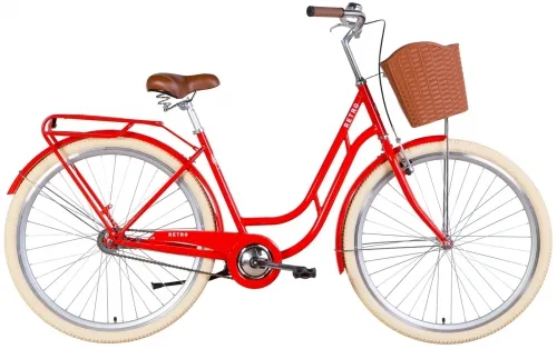 Велосипед 28 Dorozhnik RETRO Velosteel (2022) помаранчевий з багажником, крилами та кошиком