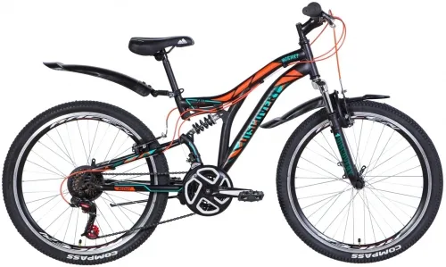 Велосипед 24 Discovery ROCKET AM2 (2021) черно-оранжевый с бирюзовым (м)