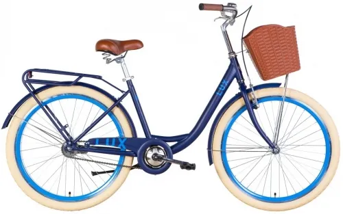 Велосипед 26 Dorozhnik LUX Velosteel (2022) синий с голубым (м) с багажником, крыльями и корзиной