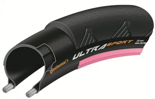 Покришка 28 , 700x23C, Continental Ultra Sport II Performance, Skin, рожевий