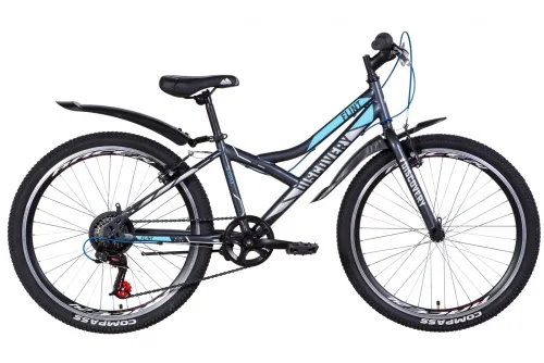 Велосипед 24 Discovery FLINT (2021) черно-синий с серым