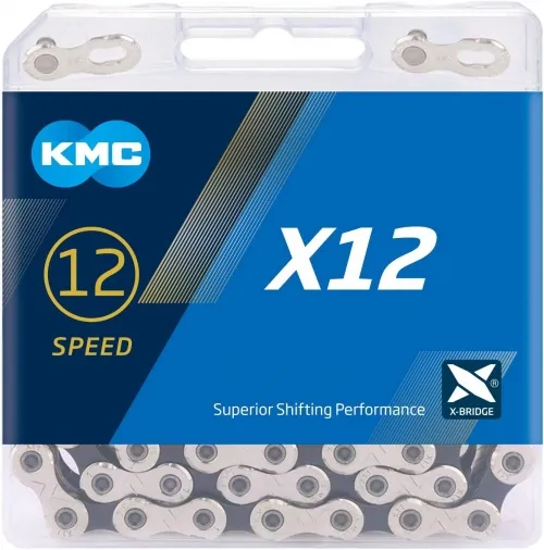 Цепь KMC X12 12-speed 126 links silver/black + замок