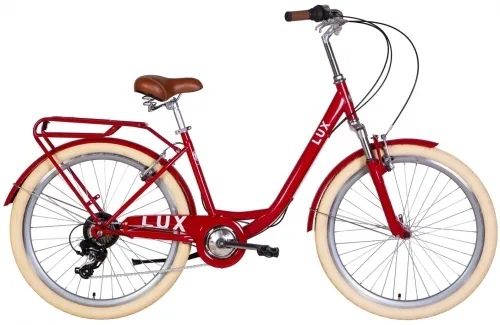 Велосипед 26 Dorozhnik LUX AM Vbr трещотка (2022) красный с багажником и крыльями