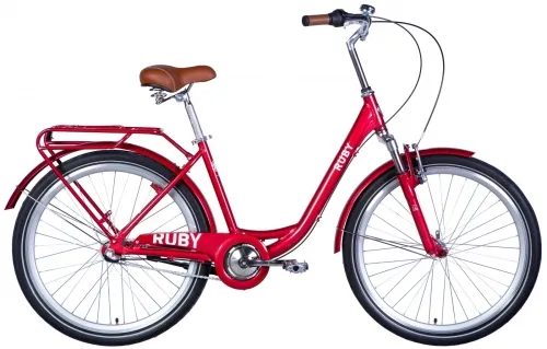 Велосипед 26 Dorozhnik RUBY AM Shimano Nexus (2024) червоний з багажником та крилами