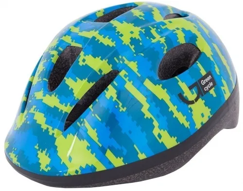 Шлем детский Green Cycle Pixel размер 50-54см синий/голубой/лайм лак