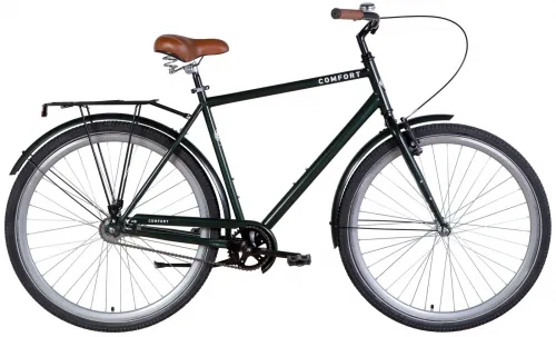 Велосипед 28 Dorozhnik COMFORT MALE Velosteel (2022) темно-зеленый с багажником и крыльями