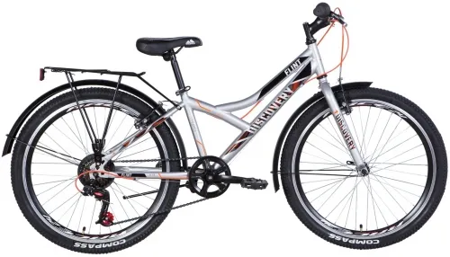 Велосипед 24 Discovery FLINT (2021) серебристый с багажником