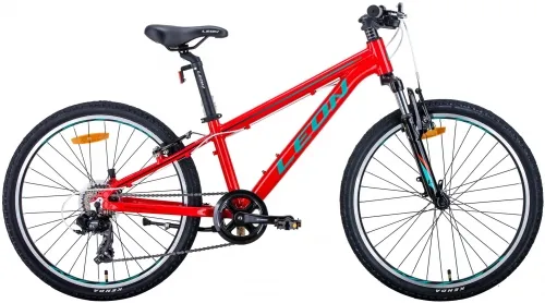 Велосипед 24 Leon JUNIOR AM Vbr (2020) червоно-бірюзовий з чорним