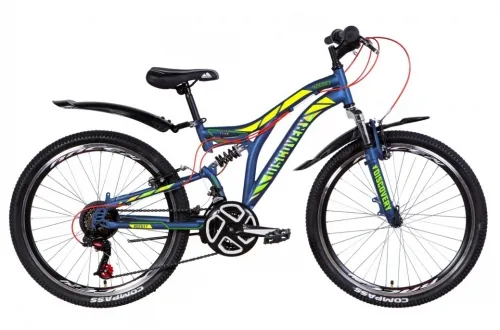 Велосипед 24 Discovery ROCKET AM2 (2021) сине-желто-салатовый