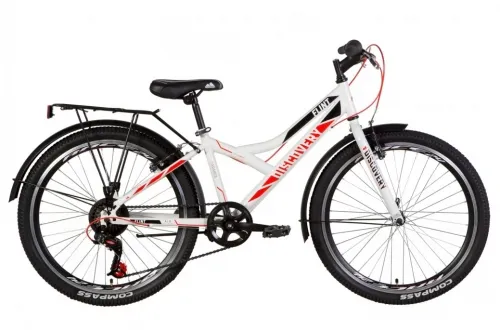 Велосипед 24 Discovery FLINT (2021) бело-черный с красным с багажником