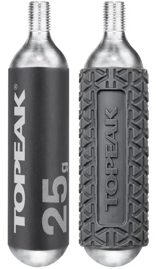 Картридж (баллон) Topeak 25G Threaded CO2 Cartridge, 2pcs/package w/Silicon Rubber Protective Sleeve, for 27.5 and 29 tire