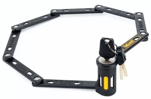 Замок складной OnGuard K9 Heavy Duty, 112см, прорезиненный короб-держатель на раму, 4 ключа + 1 с подсветкой
