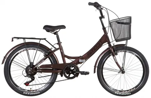Велосипед 24 Formula SMART Vbr з трещоткой (2022) коричневий з багажником, крилами та кошиком