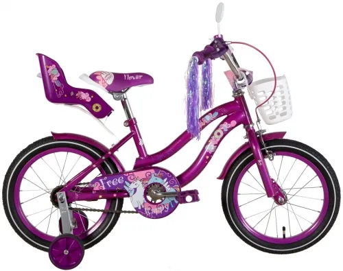 Велосипед 16 Formula FLOWER PREMIUM (2021) перламутровий фиолетовый с багажником для кукол