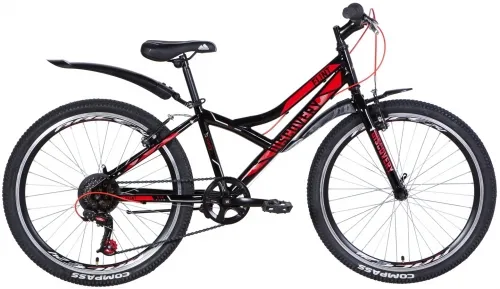 Велосипед 24 Discovery FLINT (2021) черно-красный с серым