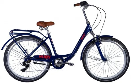 Велосипед 26 Dorozhnik RUBY AM (2024) темно-синий с багажником и крыльями