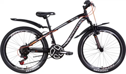Велосипед 24 Discovery FLINT AM (2021) черно-серый с оранжевым (м)