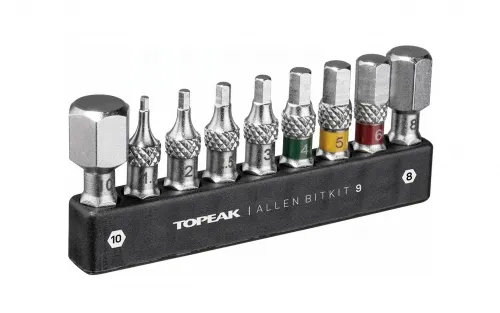 Набор бит Topeak Allen BitKit 9, 9 pcs high quality ratchet tool use Allen bits, 30mm height with knurling for easy use